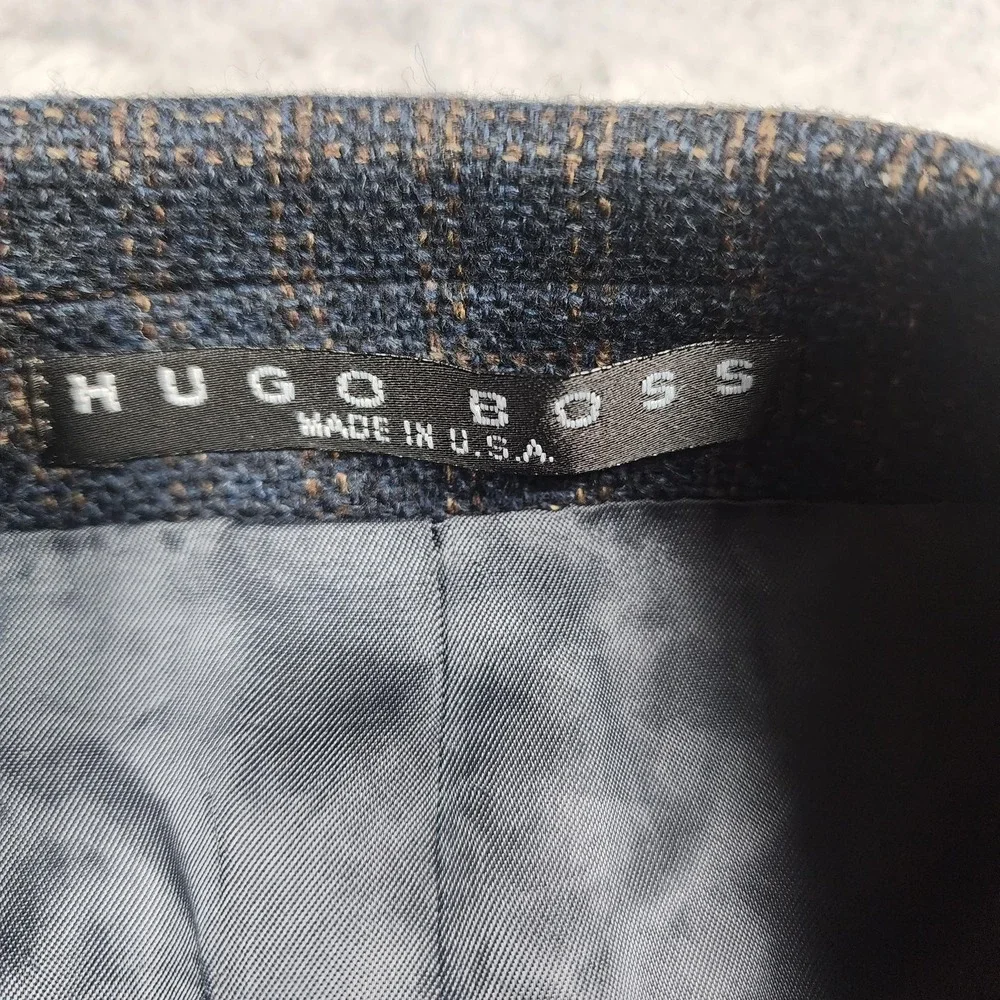 Hugo Boss Blazer Mens 42R Gray Check Tweed Cashmere Wool Sport Coat Jacket